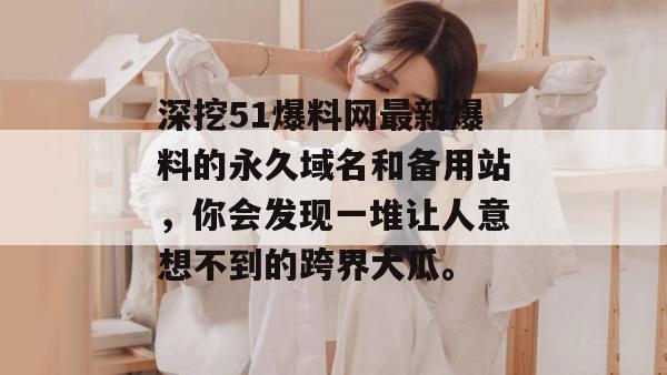 深挖51爆料网最新爆料的永久域名和备用站，你会发现一堆让人意想不到的跨界大瓜。